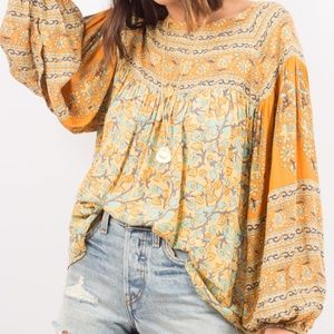 5⭐️ NEW BOHO DELIRIUM YELLOW PEASANT BLOUSE TOP
